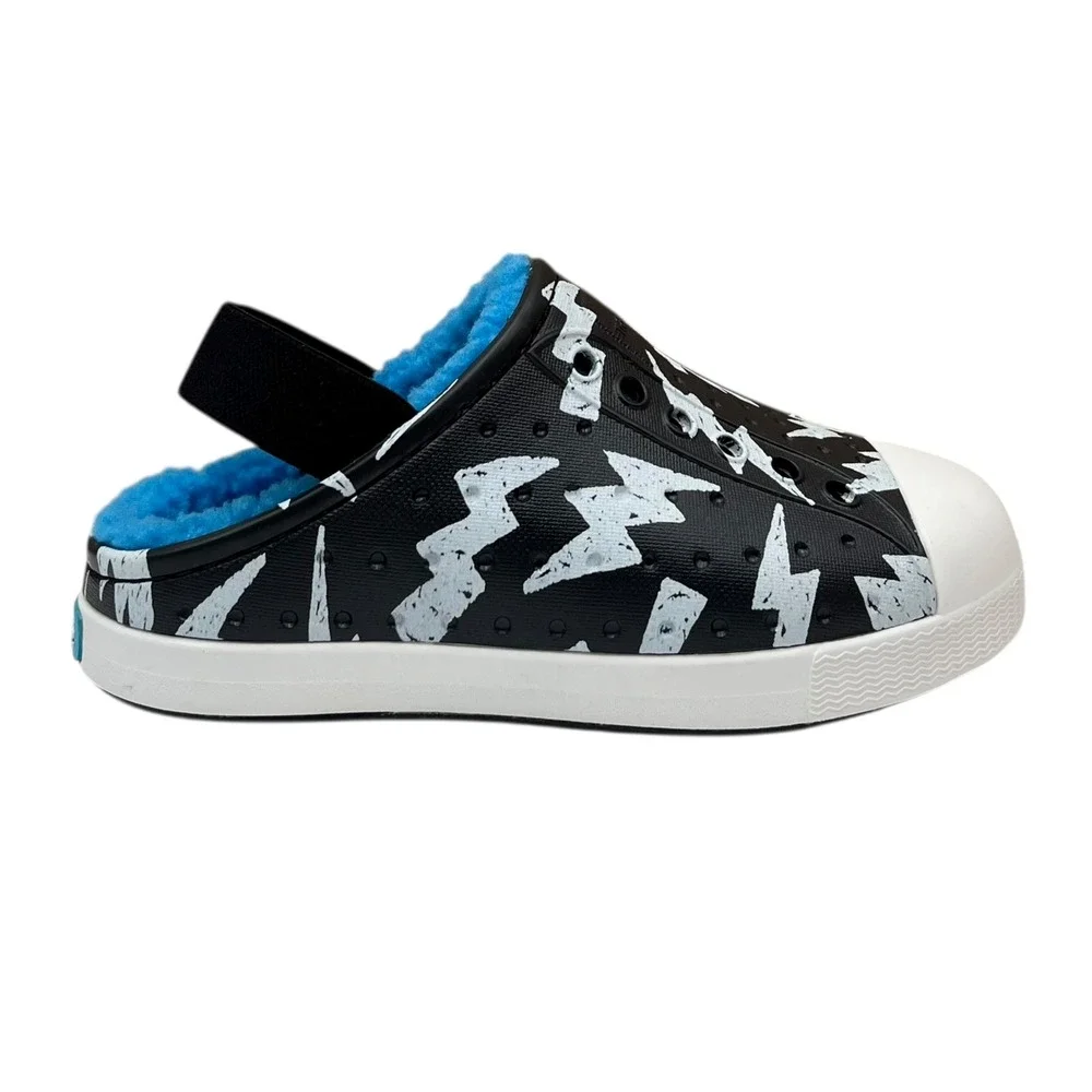 Native Jefferson Toddler‎ Boys Slip-On Cozy Clogs Size 9 Black-Blue Warm Shoes